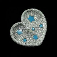 enamel star and white CZ heart-shaped pendant for Valentine's Pendant