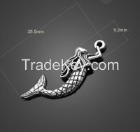 antique silver mermaid pendant