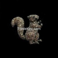 coffe CZ squirrel pendant pendant with black rhodium plating