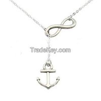 high polished anchor pendant with chain