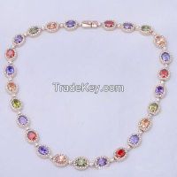 colorful gemstone necklace in brass or 925 sterling silver