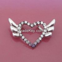 Angel wings pendant with white rhodium and black rhodium plating