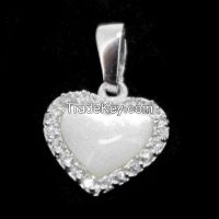 whtie CZ and Mother of Pearl pendant, shell pendants