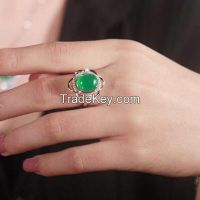 malaysian jade rings set with cz and white rhodium plating