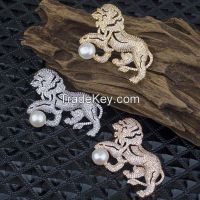 invisible setting CZ 925 sterling silver lion pendants