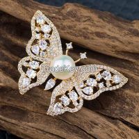 925 sterling silver pendants with AAAAA CZand high quality pearls butterfly pendants