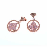 white CZ with rose gold plating silver earrings