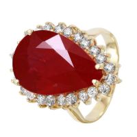 Ruby and Diamond 14KT Yellow Gold Cocktail Ring