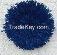 African Traditional JuJu hat, Blue Feather Head dress