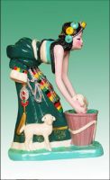 Sell porcelain craft: lamb and girl