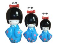 Sell wooden japanese set dolls (blue)