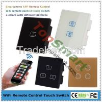 UK Type Wifi Remote Control Glass Panel Touch Light Switch with LED backlight indicator