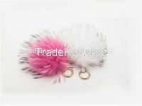 High quality fur ball king ring and bags  with pom poms raccoon ball keychain