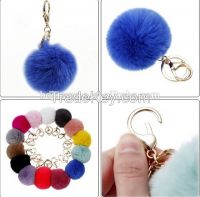 fur pom poms balls/fur ball wholesale/rabbit fur pompons