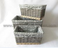 export wooden wicker basket with cloth inner
