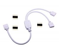 4 Pin LED Splitter Cable LED Strip Connector for 5050 RGB LED Light Strips 1 to 2 Splitter Cable + 3 Male 4 Pin Connectors