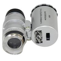New Silver 60X Loupe Portable Mini Pocket LED UV Light Microscope Magnifier