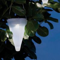 LED Solar Powered Cone Night Light Hanging Lantern Drop Patio Garden Lamp