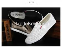 LEYO 2016 summer man shoes solid color punch Pu casual shoes fashion slip-on sneaker