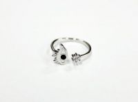 Eye and crystal sterling silver rings