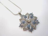 Light sapphire and crystal flower pendant necklace