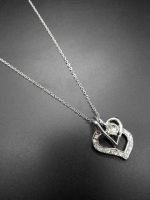 Double heart with crystal pendent necklace