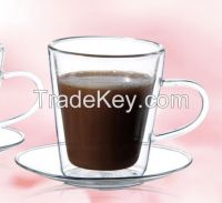 Export to EUROPE High borosilicate  double wall glass coffee cup with  LFGB