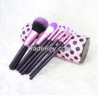 Makeup brush set, private label makeup set, wholesale with pu cylinder makeup brush holder 7 pcs makeup brush set
