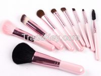9pcs Natural hair pink mini cosmetic brush set