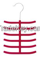 6 layer flocked/velvet tie organizer/hanger