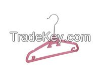 Plastic flocked non-slip kids hanger factory direct sale