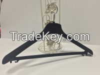 High quality black flocked suit hanger with sholder padsfor sale