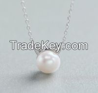 Cute cat pendant necklace pearl necklace