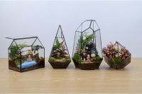 Mini landscape glass greenhouse, Small Terrarium Cube, Stained glass vase, glass decoration, candle holder, stained glass cube, indoor decor