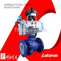 Fluorine Lined Flange Ball Valve with Pneumatic Actuator