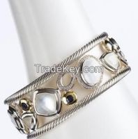 White Oval Mosaic Cuff