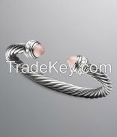 David Yurman 7mm Cable Classics Bracelet Pink Chalcedony