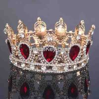 round ring and big RED and Blue crystal crown hair accessories wholesale