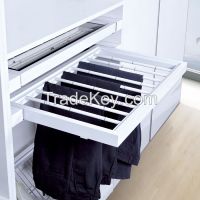Soft close pull out trousers rack