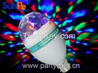 Self-rotating disco light bulb