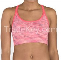 Breathable moisture-wicking space dye seamless adjustable sports bra with Removable pads