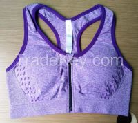 Women's high impact wire free zipper front racerback seamless sports bras