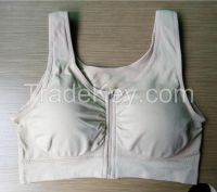 Women's medium impact full back zipper front padded seamless sports bra