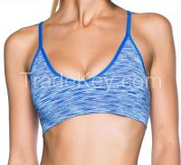 Mid-impact women's seamless wireless space dye padded sports bra