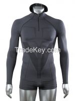 Performance Seamless Half Zip Long Sleeve T-Shirt-Breathable, Moisture Wicking and Anti Microbial