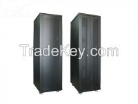 Network rack cabinet with double mesh door