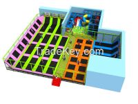 bounce trampoline park square shape fitness trampoline with slide and tube