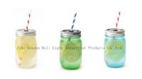 480ml clear glass mason jar juice jar for beverage with handle and plastic straw