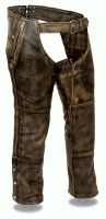 men's distressed brown leather motorcycle chaps