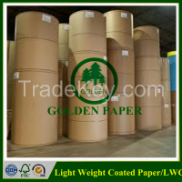 lwc light weight coated paper 100% virgin pulp